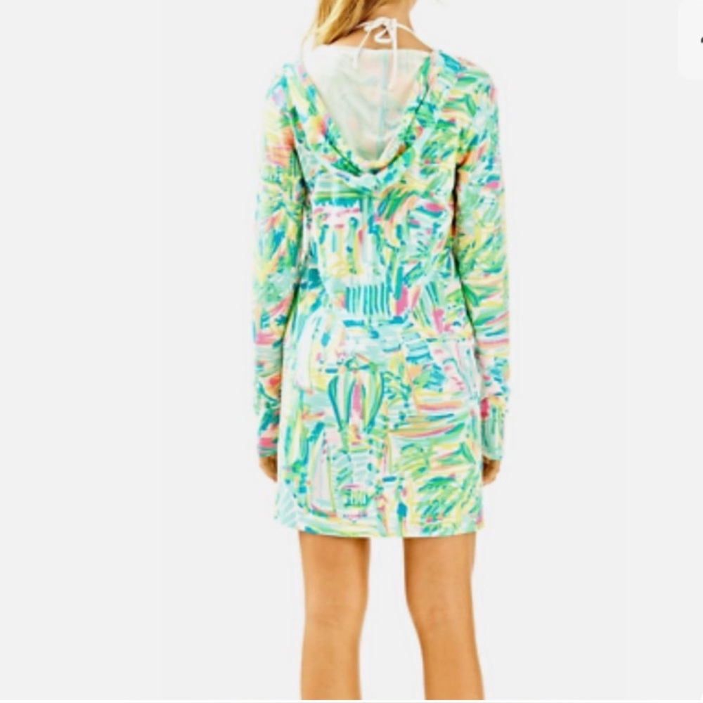 Lilly Pulitzer Rylie UPF 50+ Hooded Cover-up Dress Sea Salt & Sun - Picture 2 of 12